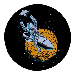 Astronaut Planet Space Science Round Glass Fridge Magnet (4 Pack) by Sarkoni