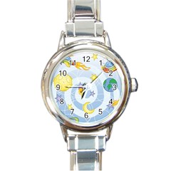 Science Fiction Outer Space Round Italian Charm Watch by Sarkoni