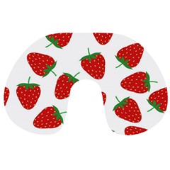 Seamless Pattern Fresh Strawberry Travel Neck Pillow by Sarkoni