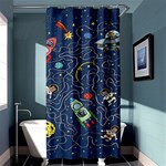 Cat Cosmos Cosmonaut Rocket Shower Curtain 36  x 72  (Stall)  Curtain(36 X72 )