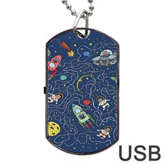 Cat Cosmos Cosmonaut Rocket Dog Tag Usb Flash (two Sides) by Grandong