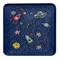 Cat Cosmos Cosmonaut Rocket Square Glass Fridge Magnet (4 Pack) by Grandong