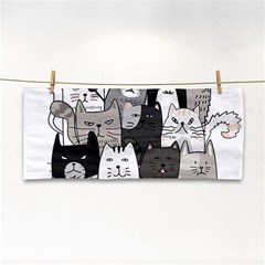 Cute Cat Hand Drawn Cartoon Style Hand Towel by Grandong