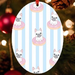 French Bulldog Dog Seamless Pattern Uv Print Acrylic Ornament Oval by Bedest