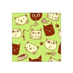 Cute Hand Drawn Cat Seamless Pattern Satin Bandana Scarf 22  x 22  Front