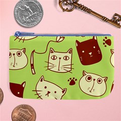 Cute Hand Drawn Cat Seamless Pattern Large Coin Purse by Bedest