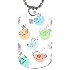 Cartoon Bird Cute Doodle Bird Dog Tag (two Sides) by Bedest