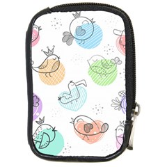 Cartoon Bird Cute Doodle Bird Compact Camera Leather Case by Bedest