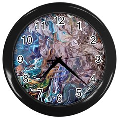 Abstract Blend V Wall Clock (black) by kaleidomarblingart