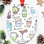 Drinks Cocktails Doodles Coffee Oval Ornament (Two Sides) Back