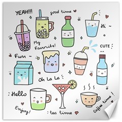 Drinks Cocktails Doodles Coffee Canvas 12  X 12  by Apen