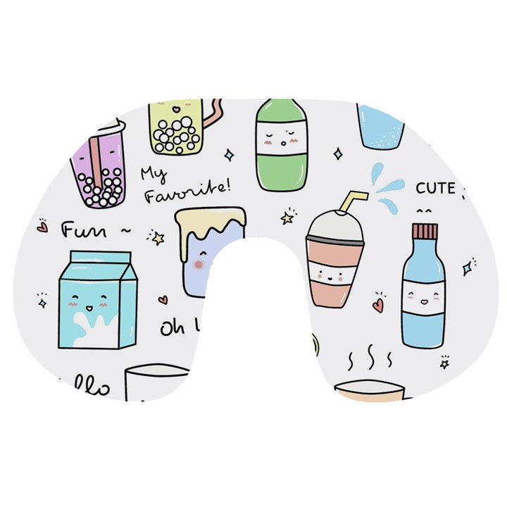 Drinks Cocktails Doodles Coffee Travel Neck Pillow