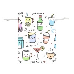 Drinks Cocktails Doodles Coffee Lightweight Drawstring Pouch (l) by Apen