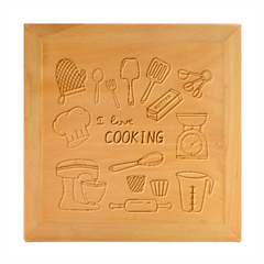 I Love Cooking Baking Utensils Knife Wood Photo Frame Cube by Apen