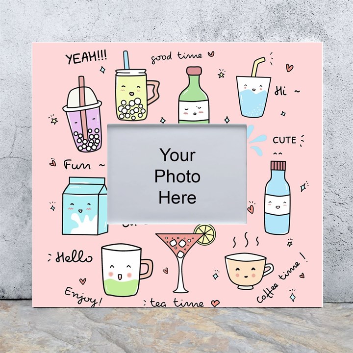 Drink Cocktail Doodle Coffee White Wall Photo Frame 5  x 7 