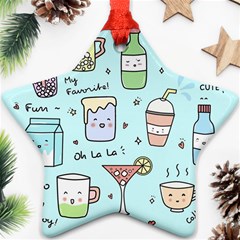 Drinks Cocktails Doodle Coffee Star Ornament (two Sides) by Apen