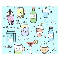 Drinks Cocktails Doodle Coffee Two Sides Premium Plush Fleece Blanket (small) by Apen