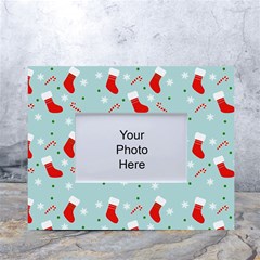 Christmas Pattern White Tabletop Photo Frame 4 x6  by Apen