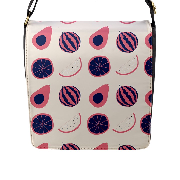 Fruits Halves Pattern Design Flap Closure Messenger Bag (L)