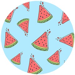 Watermelon Fruit Pattern Tropical Wooden Puzzle Round by Apen