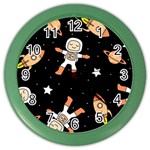 Astronaut Space Rockets Spaceman Color Wall Clock Front