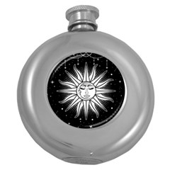 Sun Moon Star Universe Space Round Hip Flask (5 Oz) by Ravend