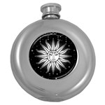 Sun Moon Star Universe Space Round Hip Flask (5 oz) Front