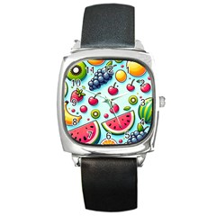 Fruits Sweet Pattern Square Metal Watch by Ravend