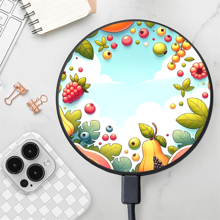 Fruits Sweet Papaya Orange Pattern Wireless Fast Charger(Black)