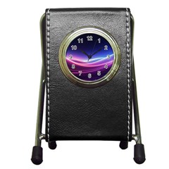 Cosmic Galaxy Quantum Art Nature Pen Holder Desk Clock by Ravend