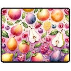 Fruits Apple Strawberry Raspberry Fleece Blanket (medium) by Ravend