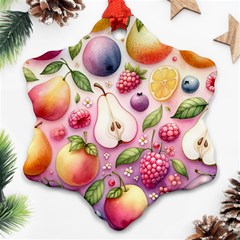 Fruits Apple Strawberry Raspberry Snowflake Ornament (two Sides) by Ravend