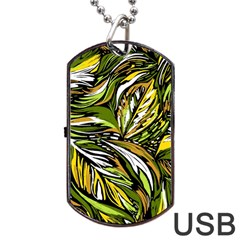 Foliage Pattern Texture Background Dog Tag Usb Flash (two Sides) by Ravend