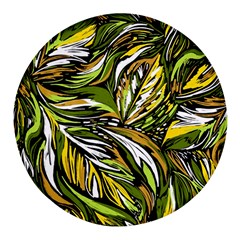 Foliage Pattern Texture Background Round Glass Fridge Magnet (4 Pack) by Ravend