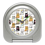 Cat Kitten Seamless Pattern Travel Alarm Clock Front