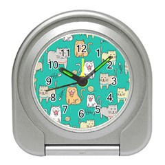 Seamless Pattern Cute Cat Cartoon With Hand Drawn Style Travel Alarm Clock by Grandong