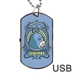 Drawing Illustration Anime Cartoon My Neighbor Totoro Dog Tag Usb Flash (one Side) by Sarkoni