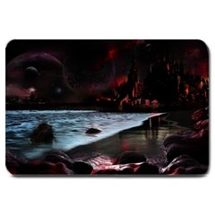 Artistic Creepy Dark Evil Fantasy Halloween Horror Psychedelic Scary Spooky Large Doormat by Sarkoni