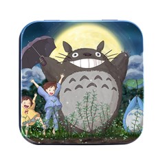 Illustration Anime Cartoon My Neighbor Totoro Square Metal Box (black) by Sarkoni