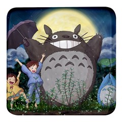 Illustration Anime Cartoon My Neighbor Totoro Square Glass Fridge Magnet (4 Pack) by Sarkoni