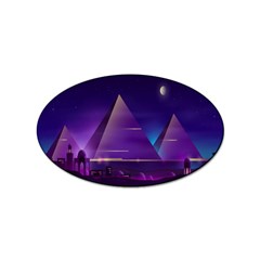 Egyptian Pyramids Night Landscape Cartoon Sticker (oval) by Bedest