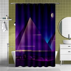 Egyptian Pyramids Night Landscape Cartoon Shower Curtain 48  X 72  (small)  by Bedest