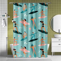 Beach Surfing Surfers With Surfboards Surfer Rides Wave Summer Outdoors Surfboards Seamless Pattern Shower Curtain 48  X 72  (small)  by Bedest