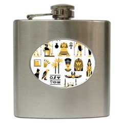 Egypt Symbols Decorative Icons Set Hip Flask (6 Oz) by Bedest