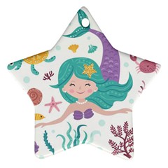 Set Cute Mermaid Seaweeds Marine In Habitants Star Ornament (two Sides) by Bedest