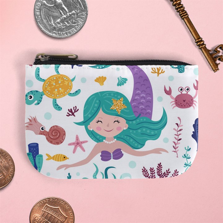 Set Cute Mermaid Seaweeds Marine In Habitants Mini Coin Purse