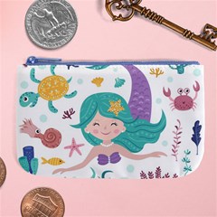 Set Cute Mermaid Seaweeds Marine In Habitants Large Coin Purse by Bedest