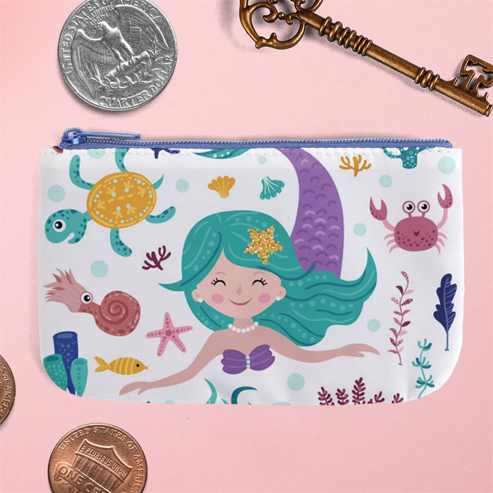 Set Cute Mermaid Seaweeds Marine In Habitants Large Coin Purse