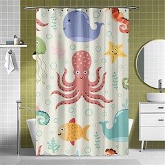 Underwater Seamless Pattern Light Background Funny Shower Curtain 48  X 72  (small)  by Bedest