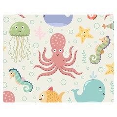 Underwater Seamless Pattern Light Background Funny Two Sides Premium Plush Fleece Blanket (medium) by Bedest